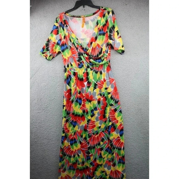 Magic Bold Flowy Maxi Dress-Size Large-V-Neck - Picture 1 of 11